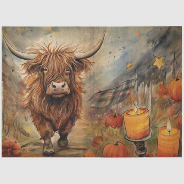 Papier Mousseline Halloween Highland Vache Portrait Ephemera (Recto)