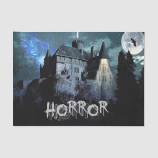 Papier Mousseline Halloween Horreur hantée Maison effroi Bleu nuit