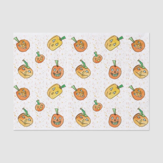 Papier Mousseline Halloween Jack-O-Lanterns Aquarelle (Recto)