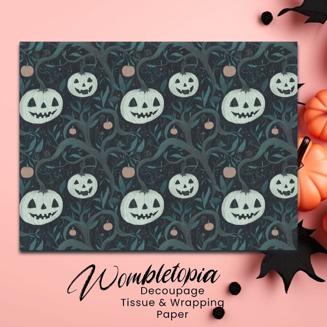 Papier Mousseline Halloween Jack-O''Lanterns éffrayant en forêt (Créateur téléchargé)