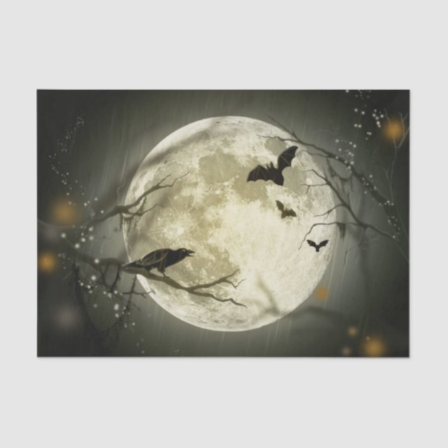 Papier Mousseline Halloween Moon Crows Night Decoupage Tissu Papier (Recto)