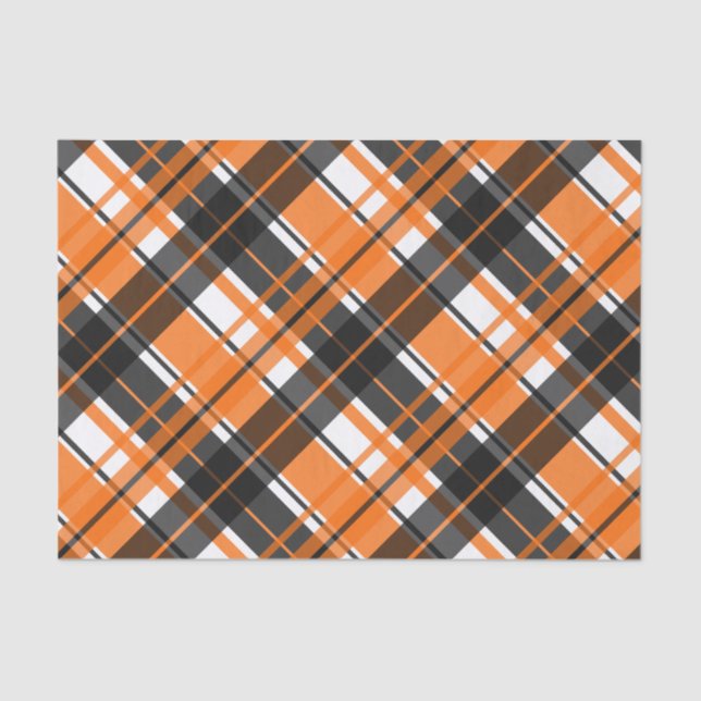 Papier Mousseline Halloween noir orange et blanc plaid (Recto)