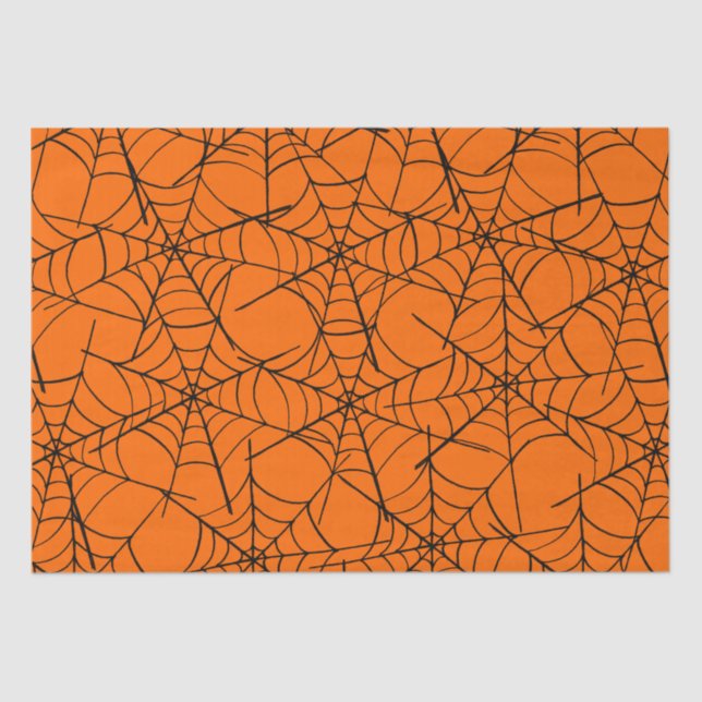 Papier Mousseline Halloween Orange Cobweb  (Recto)