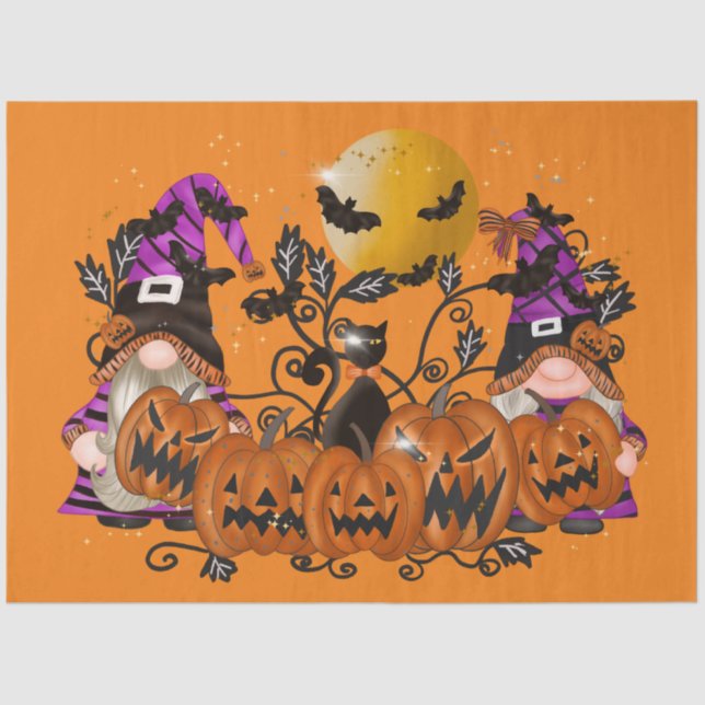 Papier Mousseline Halloween Orange Gnome tendance (Recto)