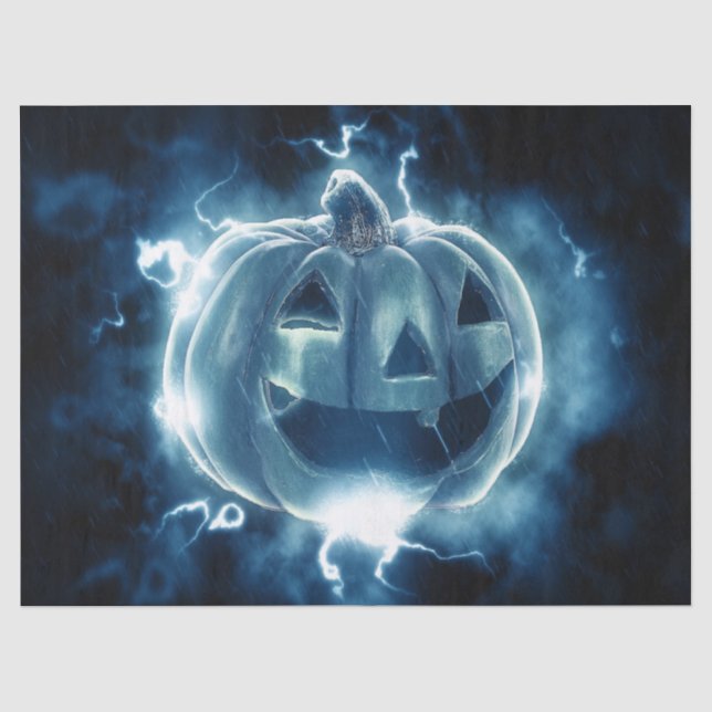 Papier Mousseline Halloween Parti mal bleu Citrouille Horreur (Recto)