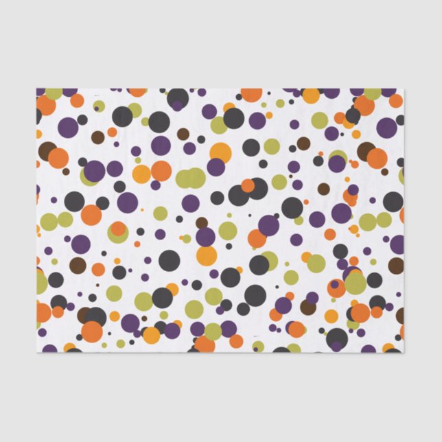 Papier Mousseline Halloween Pois modernes en orange vert violet (Recto)