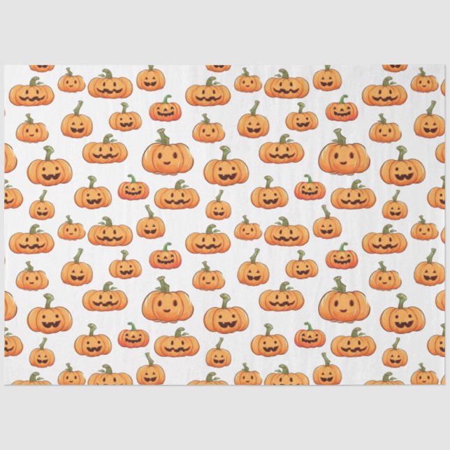 Papier Mousseline Halloween Pumpkin Seamless Pattern (Recto)