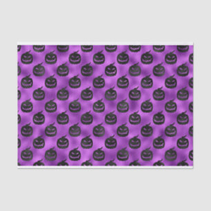 PAPIER MOUSSELINE HALLOWEEN PURPLE AVEC CITROUILLES NOIRS