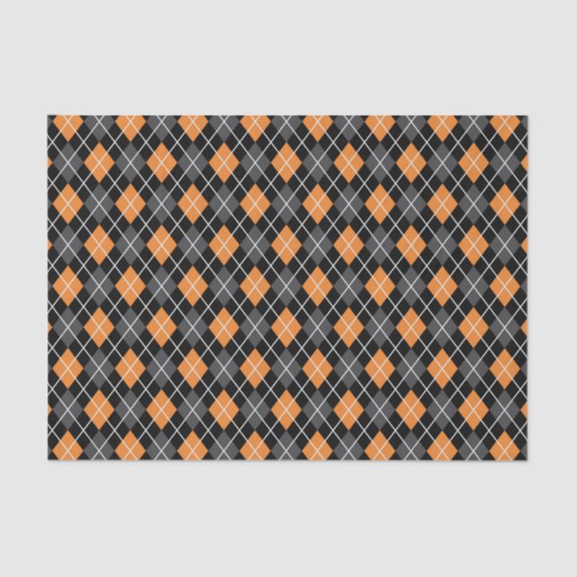 Papier Mousseline Halloween rétro 1950 Jacquard orange gris noir (Recto)