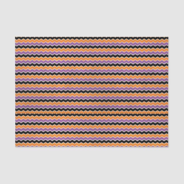 Papier Mousseline Halloween rétro années 1950 Chevron Orange Purple  (Recto)
