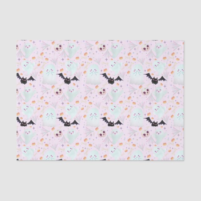 Papier Mousseline Halloween rose éffrayant (Recto)