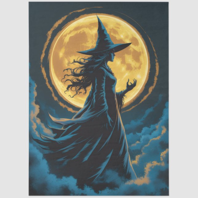 Papier Mousseline Halloween Spooky Witch a Full Moon (Recto)