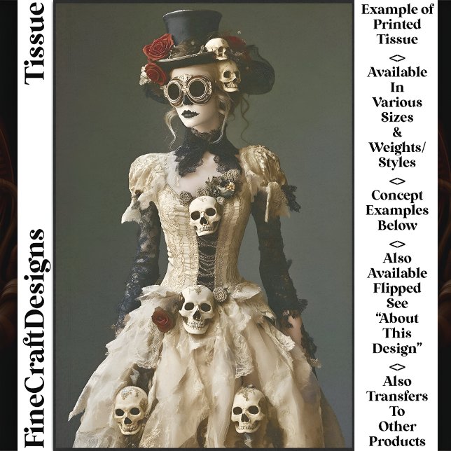Papier Mousseline Halloween Steampunk Femme & Skulls S1 Découpage (Créateur téléchargé)
