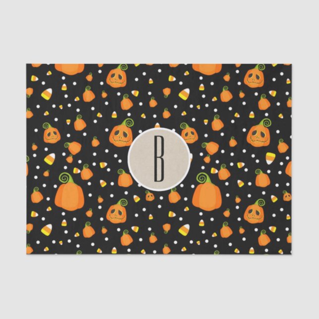 Papier Mousseline Halloween Whimsical Citrouille Rustic Kraft (Recto)
