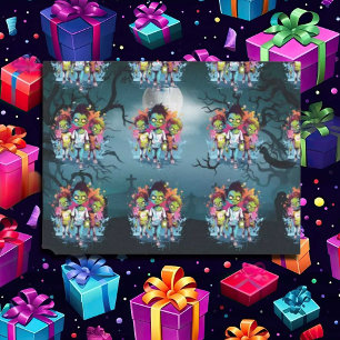 Papier Mousseline Halloween zombie enfants bleu