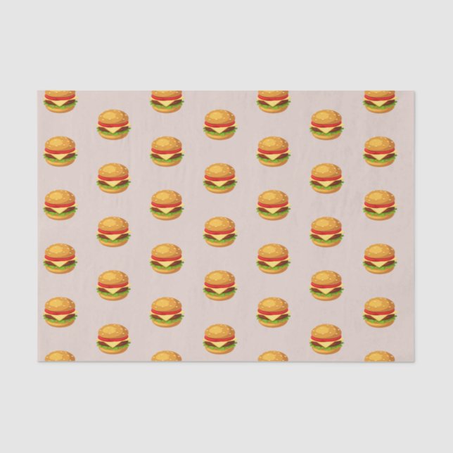 Papier Mousseline Hamburger Lover Cheeseburger Cute Motif Carrelé (Recto)