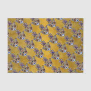 Papier Mousseline Hamsa Coeurs Fleurs Opal Art sur Or