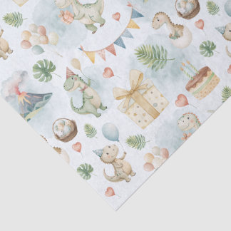 Papier Mousseline HandPainted Birthday Dinos Tissue Paper