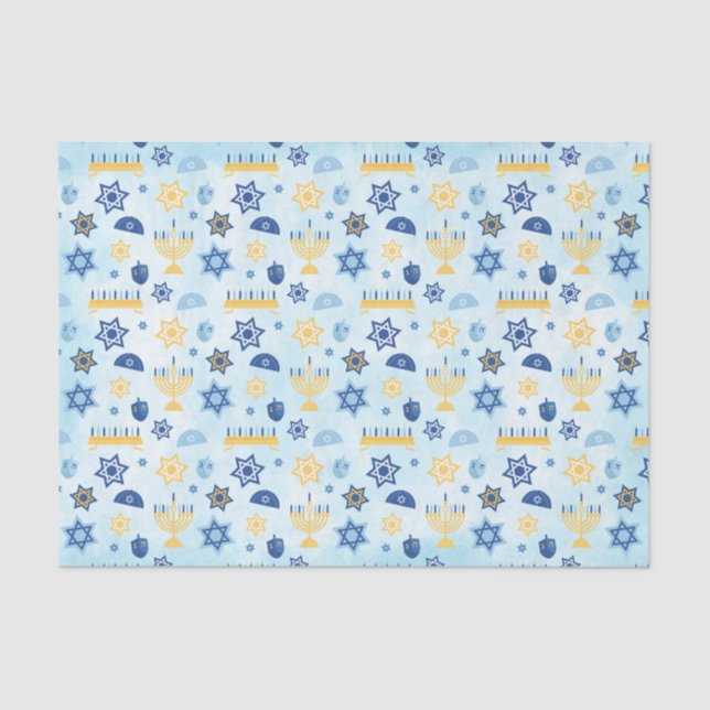 Papier Mousseline Hanoukka Chanukah Menorah allume des étoiles (Recto)