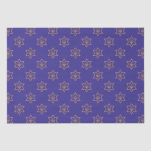 Papier Mousseline Hanoukka Chanukah Star de David Menorah Gold Blue