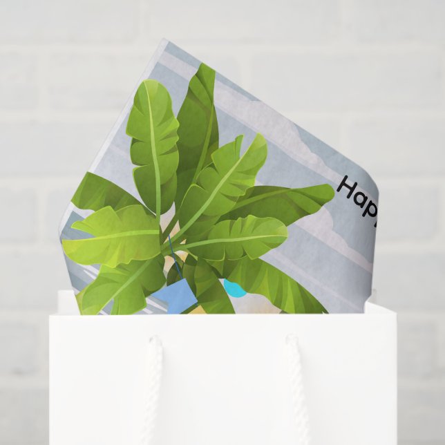 Papier Mousseline Hanoukka- Fleurs avec Menorah, plage, tropical (Sac cadeau)