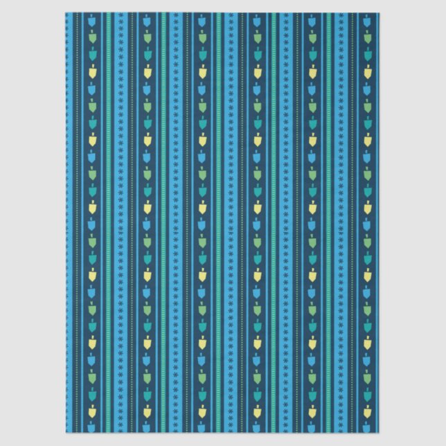 Papier Mousseline Hanukkah Dreidel Party Stripe Tissue Paper (Recto)