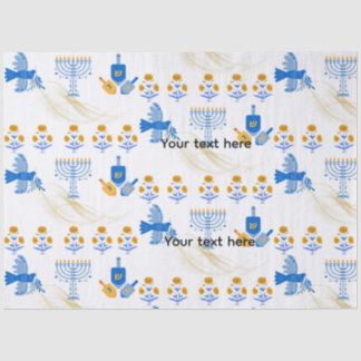Papier Mousseline Hanukkah tissue Paper – Menorah, Dove, Dreidel