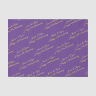 Papier Mousseline Happy 50th Anniversary DIY Names/Year, Gold Script