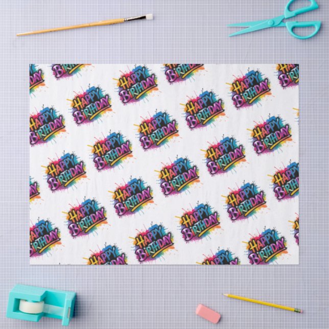 Papier Mousseline Happy Birthday Tissue Paper (Artisanat)