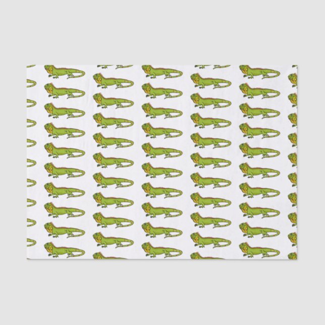 Papier Mousseline Happy green iguana cartoon (Recto)