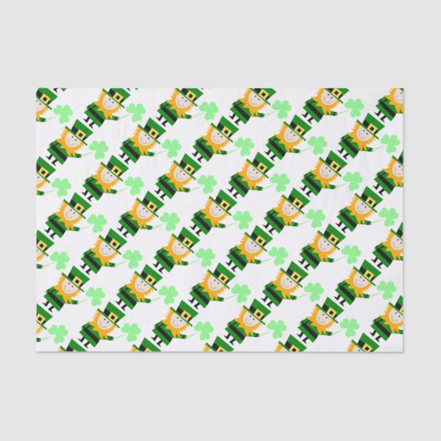 Papier Mousseline Happy Little Leprechaun 10" x 15" Papier Tissu (Recto)