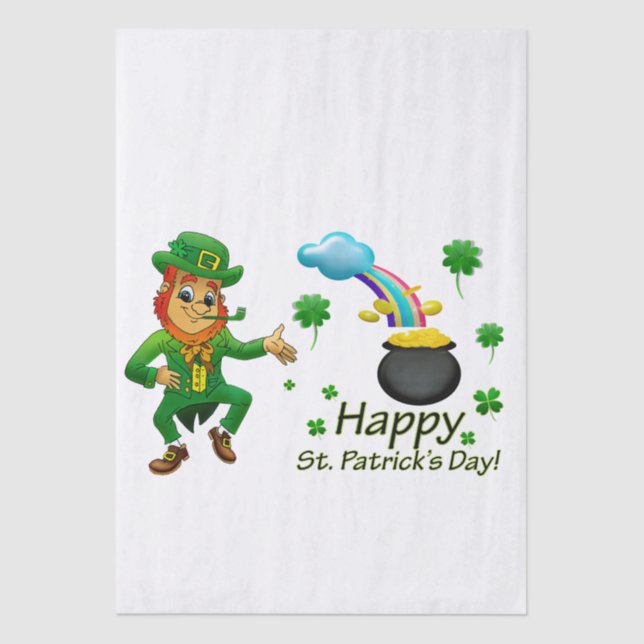 Papier Mousseline Happy Saint Patrick's Day Leprechaun Rainbow  (Recto)