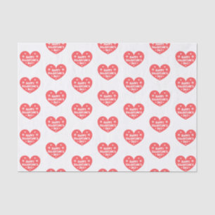 Papier Mousseline happy valentines day rétro cure red heart motif