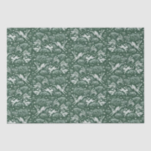 Papier Mousseline Hares Neige Blanc Lapin Motif d'hiver Vert