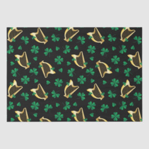 Papier Mousseline Harpes et Shamrocks pour la Saint-Patty's Day