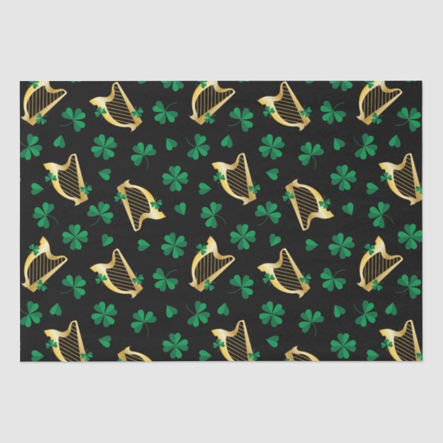 Papier Mousseline Harpes et trèfles pour la Saint-Patrick (Recto)