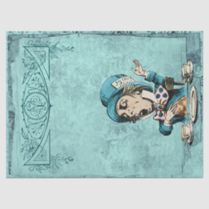 Papier Mousseline Hatter vert vintage et fou au pays des merveilles