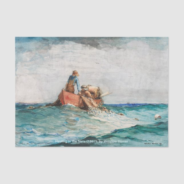 Papier Mousseline Hauling In The Nets (1887) Par Winslow Homer (Recto)