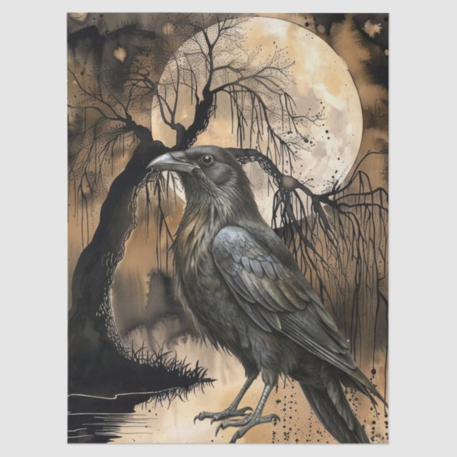 Papier Mousseline Hauning Imaginaire Gothic Raven Art Collage (Recto)