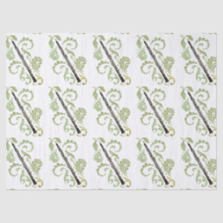 Papier Mousseline Hautbois et feuillage