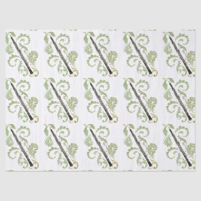Papier Mousseline Hautbois et feuillage (Recto)