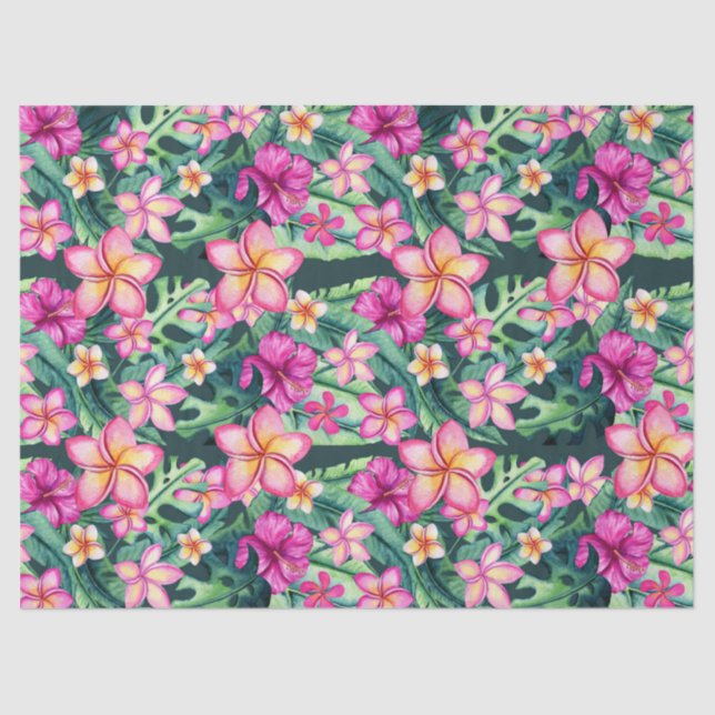 Papier Mousseline Hawaïen Tropics Plumeria Papier Tissu (Recto)
