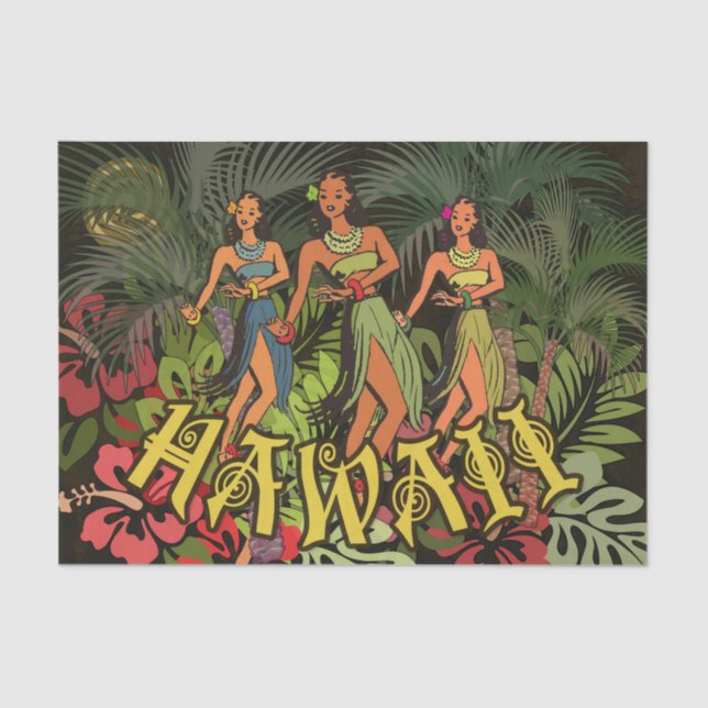 Papier Mousseline Hawaii Aloha Palm Hula Art Design (Recto)