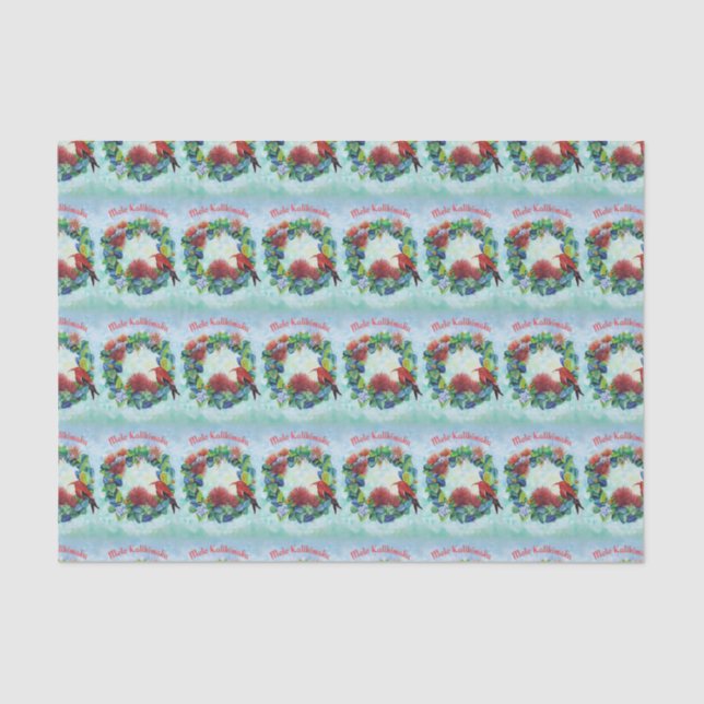 Papier Mousseline Hawaii Mele Kalikimaka Wreath Tissue Paper (Recto)