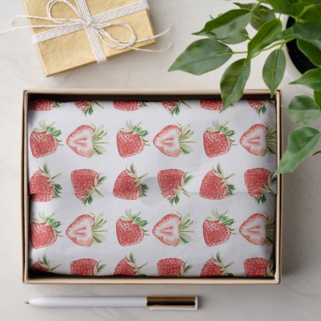 Papier Mousseline Heart Shaped Strawberries Birthday (Cadeau)