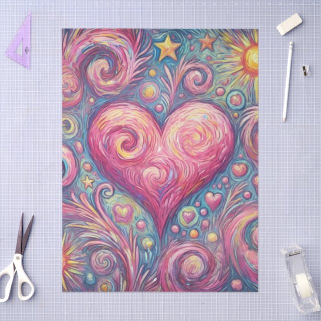 Papier Mousseline Heart Sun Stars Frotte Whimsical Decoupage (Artisanat)