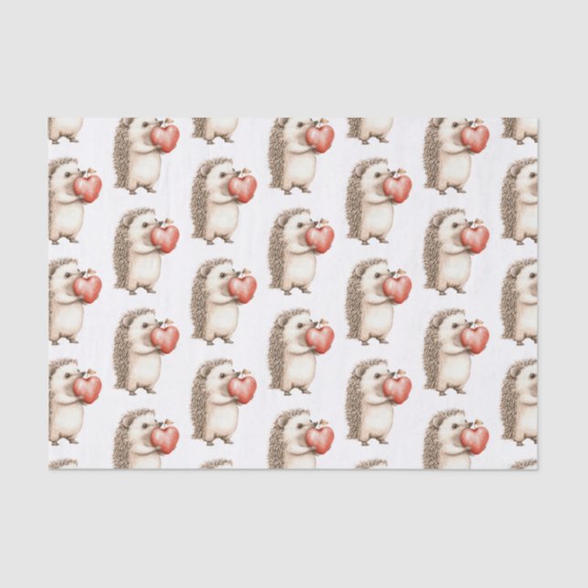 Papier Mousseline Hedgehog Apple Coeur Anniversaire (Recto)