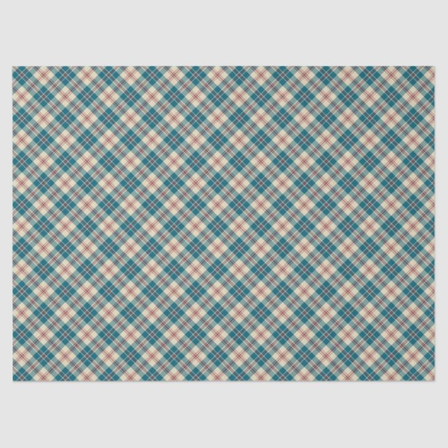 Papier Mousseline Heffalums Marine Bleu, Rouge Beige Plaid Tissu Pap (Recto)