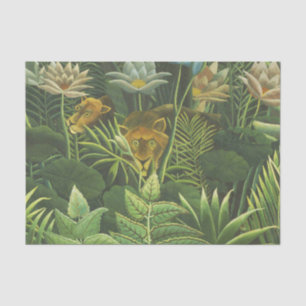 Papier Mousseline Henri Rousseau Jungle Tropical Lion Impression Vin