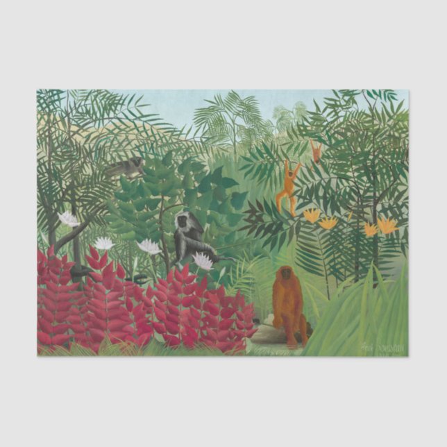 Papier Mousseline Henri Rousseau - Tropical Forest with Monkeys (Recto)